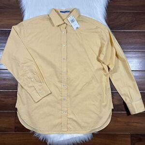 J. McLaughlin Women's Size Large‎ Yellow Gingham Check Button Up Finn Blouse Top